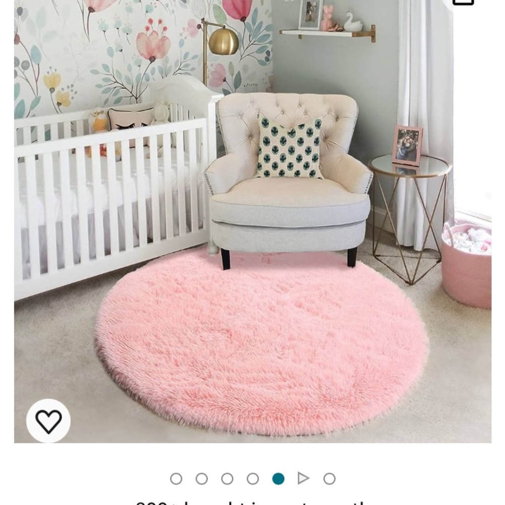 Plush Pink Round Rrug - Picture 3 of 5
